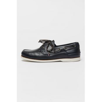 Mocasini de piele cu varf rotund