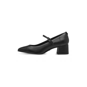 Pantofi Mary Jane de piele cu toc masiv