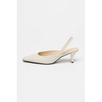 Pantofi slingback din piele cu toc masiv