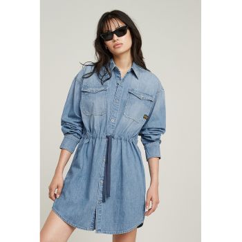 Rochie-camasa de denim cu snur