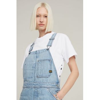 Rochie-sarafan din denim cu slit frontal