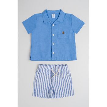 Set de pantaloni scurti si tricou din amestec de in - 2 piese