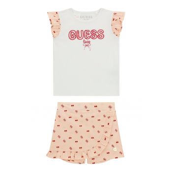 Set de tricou cu logo si fusta-pantaloni cu volane