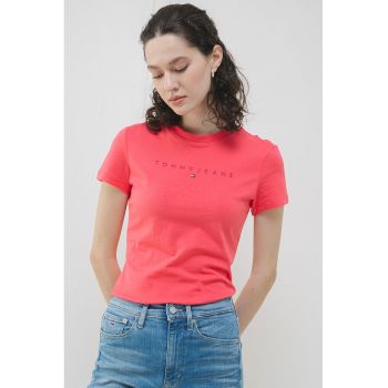 Tricou cu decolteu la baza gatului si imprimeu logo