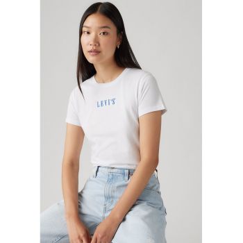 Tricou de bumbac cu decolteu la baza gatului