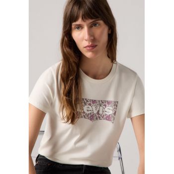 Tricou de bumbac cu decolteu la baza gatului