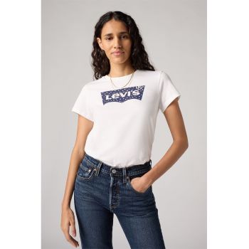 Tricou de bumbac cu decolteu la baza gatului