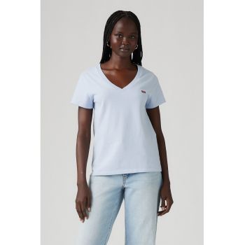 Tricou din bumbac cu decolteu in V