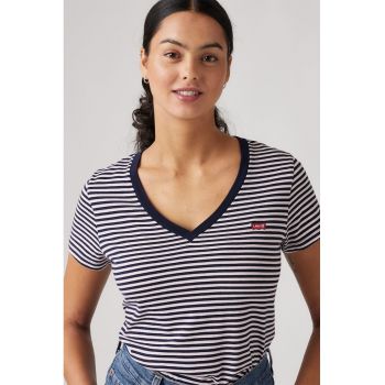 Tricou din bumbac cu decolteu in V