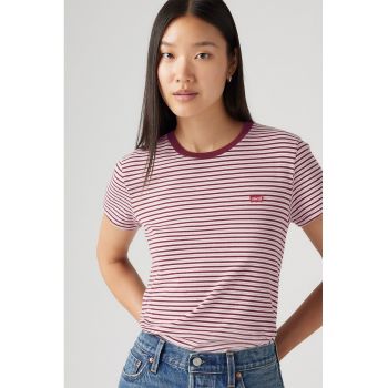 Tricou din bumbac cu decolteu la baza gatului