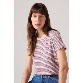Tricou din bumbac cu decolteu la baza gatului