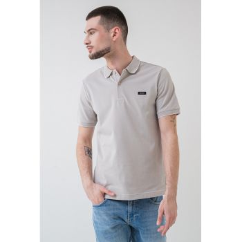 Tricou polo slim fit din material pique