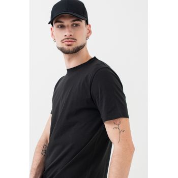 Tricou regular-fit de bumbac cu decolteu la baza gatului