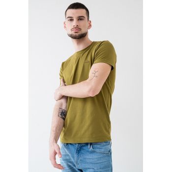 Tricou slim fit cu decolteu la baza gatului