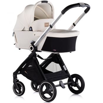 Carucior pentru copii Chipolino Elite 3 in 1 biscotta cu spatar reglabil, suspensii, maner ajustabil, suport picioare reglabil si accesorii