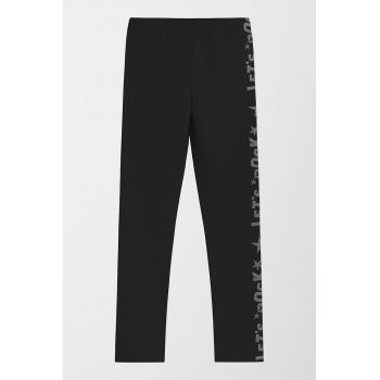 Colanti slim fit cu imprimeu text