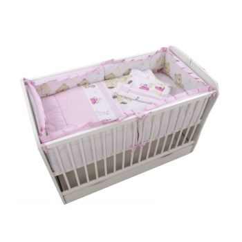 Lenjerie MyKids Teddy Play Pink M1 4+1 Piese 120x60