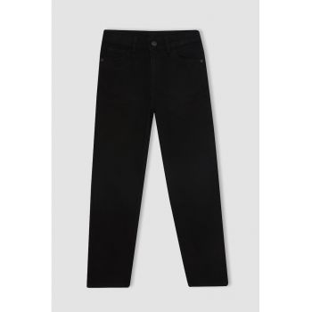 Pantaloni din amestec de bumbac cu buzunare