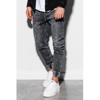 Pantaloni jogger din denim cu talie ajustabila de firma originala