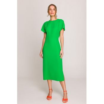 Rochie cu decolteu la spate si deschidere -  Verde -