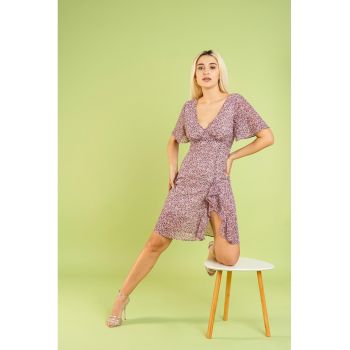 Rochie din sifon cu model floral Sabrina