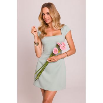 Rochie mini cu decolteu adanc -  Verde menta ieftina la reducere