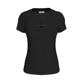 Tricou de bumbac cu decolteu la baza gatului