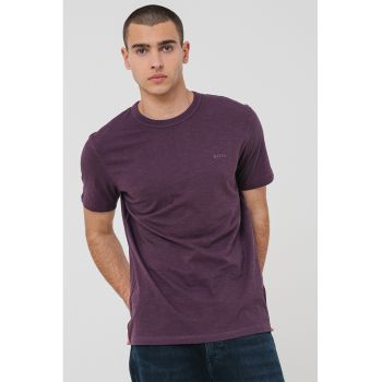 Tricou de bumbac cu decolteu la baza gatului Tegood