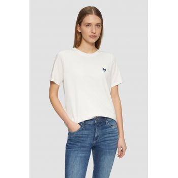 Tricou de bumbac cu decolteu la baza gatului
