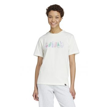 Tricou din bumbac cu decolteu la baza gatului si logo