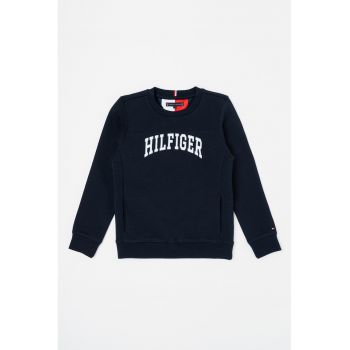 Bluza sport cu imprimeu logo si buzunare oblice