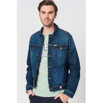 Jacheta din denim cu aspect decolorat de firma originala