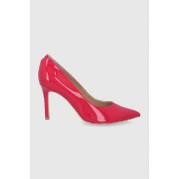 Pantofi stiletto  de piele ecologica cu aspect lacuit 11864