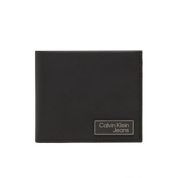 Portofel din piele  Plaque Bilfold K50K510127 - Negru