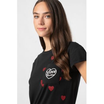 Tricou cu imprimeu si buzunar pe piept
