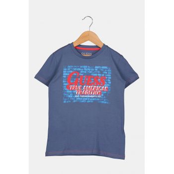 Tricou din bumbac cu imprimeu grafic si logo
