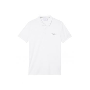 Tricou polo slim fit cu detaliu cu logo