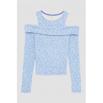 Bluza cu decolteu pe umeri si model floral
