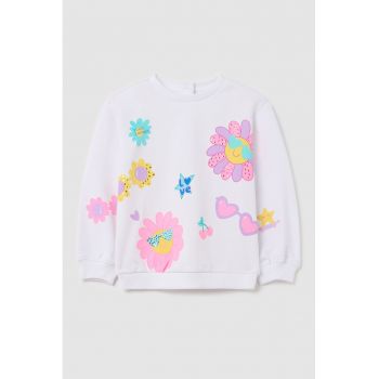 Bluza de trening cu model floral si paiete