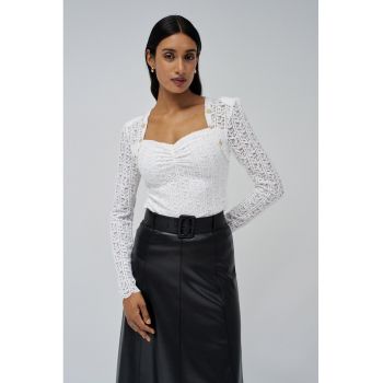 Bluza slim fit de dantela