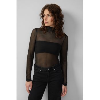 Bluza transparenta cu maneci lungi