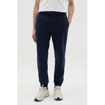 Pantaloni de trening din amestec de bumbac cu buzunare