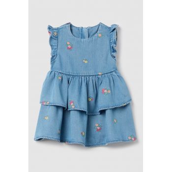 Rochie din denim cu broderie florala