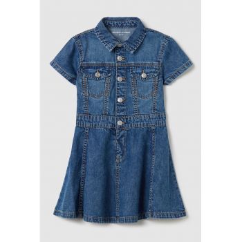 Rochie din denim cu buzunare pe piept