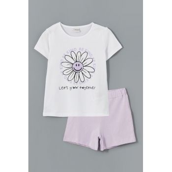 Set de imbracaminte cu imprimeu frontal - 2 piese