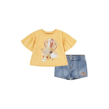 Set de pantaloni scurti si tricou din amestec de bumbac