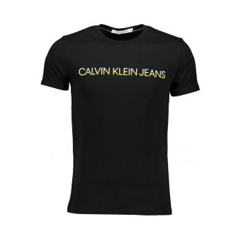 Tricou Barbati -  Negru - CKJ Logo Scris Galben