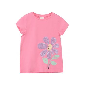 Tricou cu decolteu la baza gatului si imprimeu floral