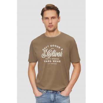 Tricou cu decolteu la baza gatului si imprimeu logo
