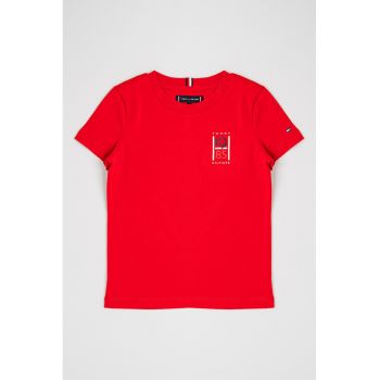 Tricou cu decolteu la baza gatului si imprimeu logo